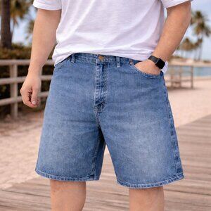 Wrangler 44 Mens Denim Shorts Blue Relaxed Fit Jean Casual Workwear Baggie Style